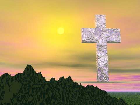 Sunrise with Cross: Image &copy Copyright J.B. Hare 1999, All Rights Reserved