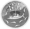PLATE XXII. DIONYSOS IN THE SHIP<br> <i>A black-figured kylix by Exekias</i> (<i>6th cen. B.C.</i>). <i>in Munich</i> (<i>Furtw&auml;ngler-Reichhold; Griechische Vasenmalerei, No. 42</i>).<br> (From <i>Mythology of All Races</i>, 1927. Vol. I, Plate XLIX)