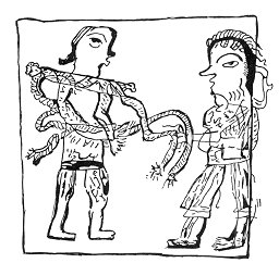 FIG. 21--''The chiefs of the towns shall be<BR>seized because they are lacking<BR>in understanding'' (Chumayel MS.).