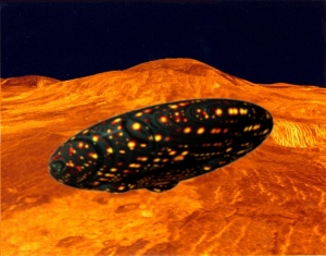 UFO Approaches Venus, Copyright &copy; 2008 J.B. Hare, All Rights Reserved